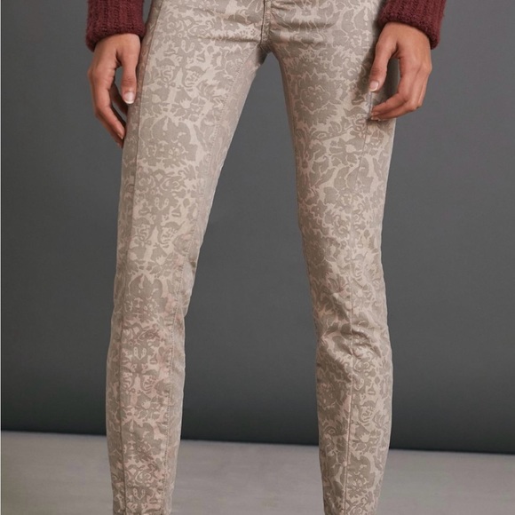 Anthropologie PILCRO NWT  Womens High Rise Denim Leggings 18W Beige/Taupe Print - Picture 9 of 11